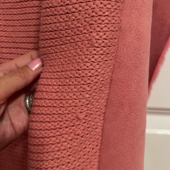 12th Heart Women’s Long Line Open Front Sweater/Fabric Vest w/Faux Fur Pink S - Picture 7 of 12